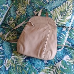 Clarks Leather Backpack Purse -Cream Color